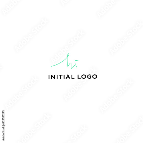 Initial hi beauty monogram and elegant logo design