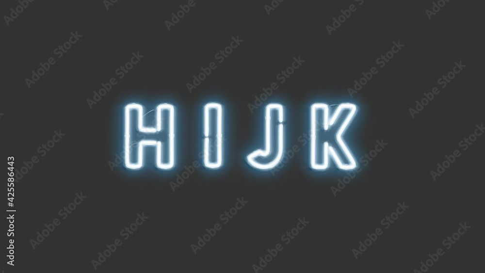 Neon H I J K symbols, glowing font, looped switch Neon H I J K symbols, glowing font, looped switch
