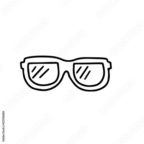 freehand drawn black and white cartoon glasses