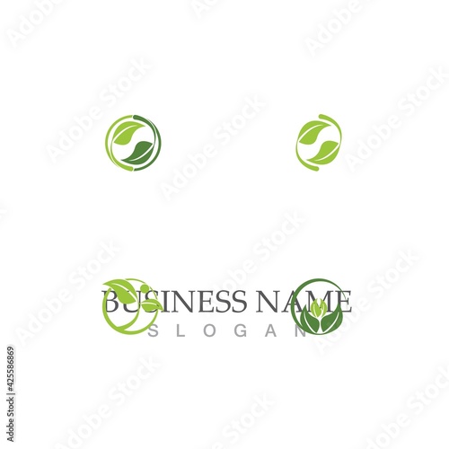 Logos of green Tree leaf ecology