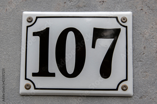 Close Up House Number 107 At Amsterdam The Netherlands 2-10-2020 photo