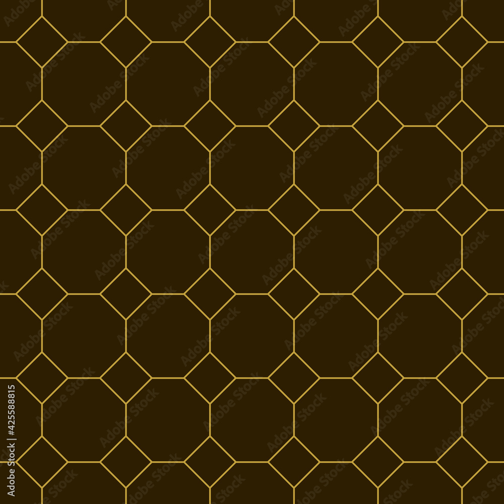 Geometric golden ornament grid on brown background. Seamless fine abstract pattern, wrapping paper Geometric golden ornament grid on brown background. Seamless fine abstract pattern, wrapping paper
