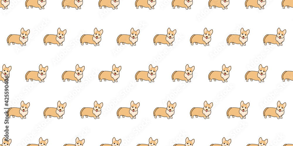 Dog seamless pattern, Corgi on white background. Dog seamless pattern, Corgi on white background.