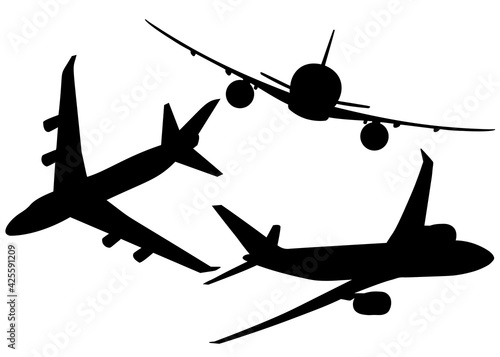 Airplanes in a set. Vector image.