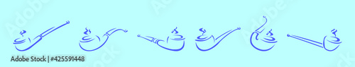 set of tobacco pipe cartoon icon design template with various models. vector illustration isolated on blue background