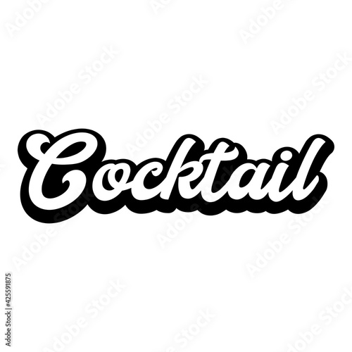 Logotipo con texto manuscrito Cocktail escrito a mano con sombra en color negro