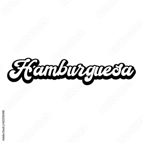 Logotipo con texto manuscrito Hamburguesa escrito a mano con sombra en color negro