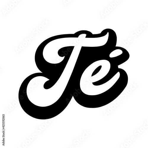 Logotipo con texto manuscrito Té en español escrito a mano con sombra en color negro