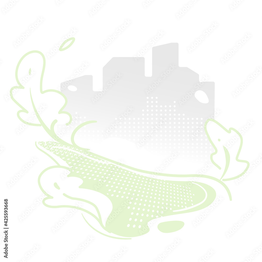 Abstract city green fluid shape background. Eco textured design backdrop. Plant minimal art style. Modern graphic element isolated on white. Urban flat vector illustration. Fresh decorative concept