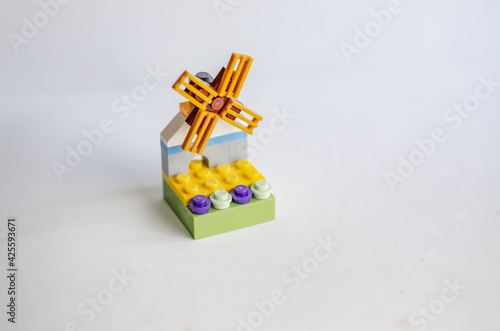 toy windmill made of blocks photo