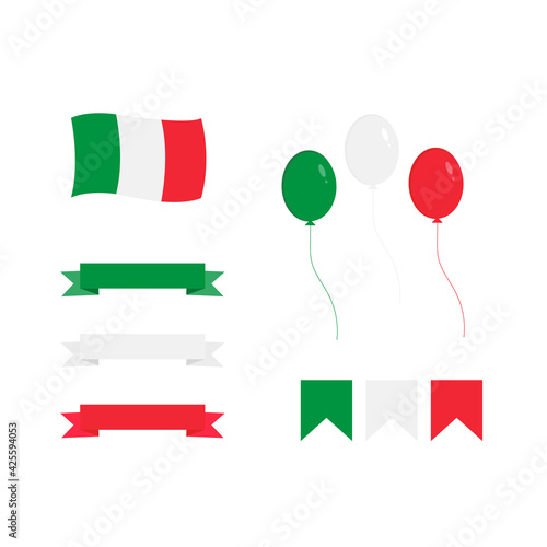 These Italian objects isolated on a white background.