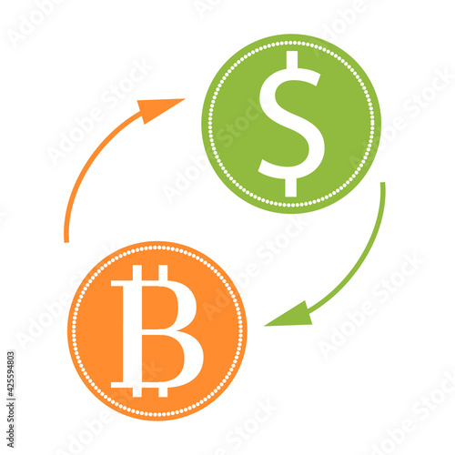 Vector bitcoin and dollar sign icons