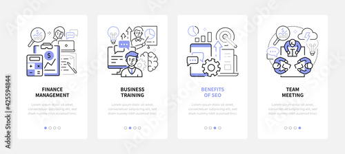 Business strategies - modern line design style web banners