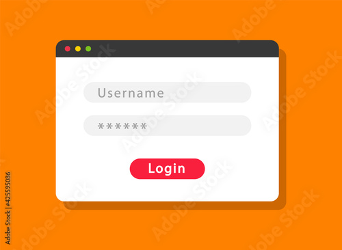Login form design. Login form account user password identity ui web log screen security profile privacy app interface. Vector forms: sign in, sign up. Vector EPS-10