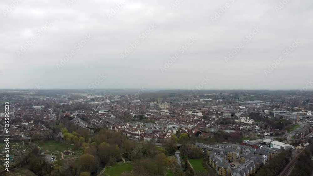 Drone Aerial view of Canterbury on a cloudy day Drone Aerial view of Canterbury on a cloudy day