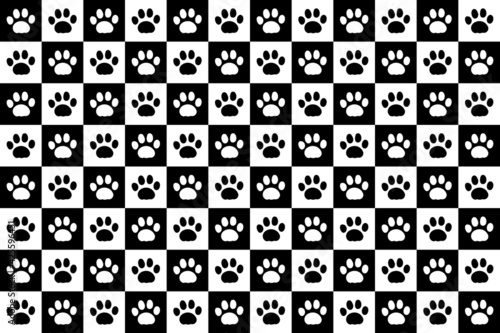black and white paw chess background
