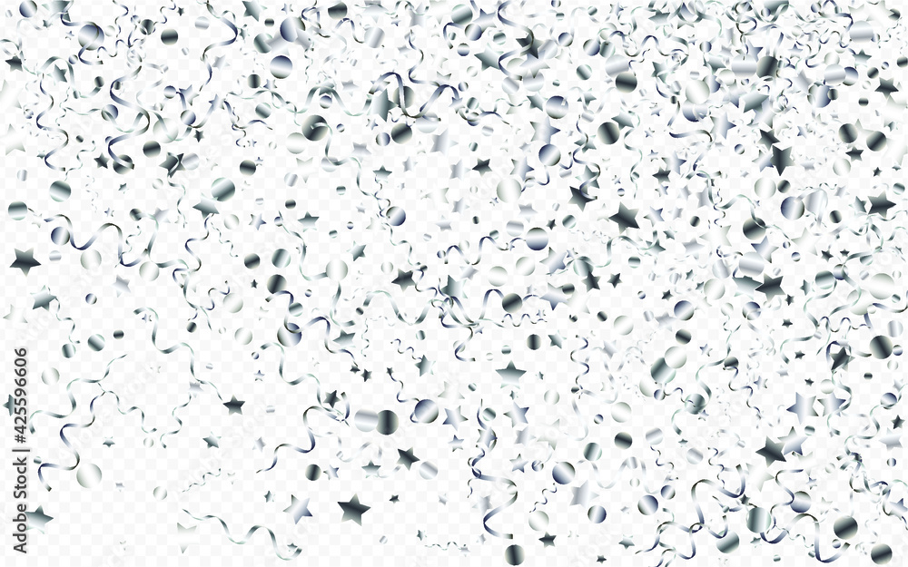Silver Streamer Shiny Vector Transparent Background. Isolated Serpentine Plant. Ribbon Christmas Poster. Silver Festive Illustration. Silver Streamer Shiny Vector Transparent Background. Isolated Serpentine Plant. Ribbon Christmas Poster. Silver Festive Illustration.