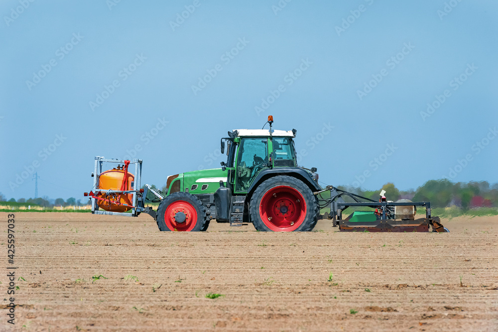 Fototapeta premium Tractor with weed burner in the field | 3373