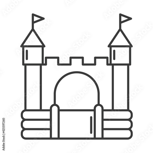 Bouncy castle outline icon. Jumping house on kids playground. Vector illustration.