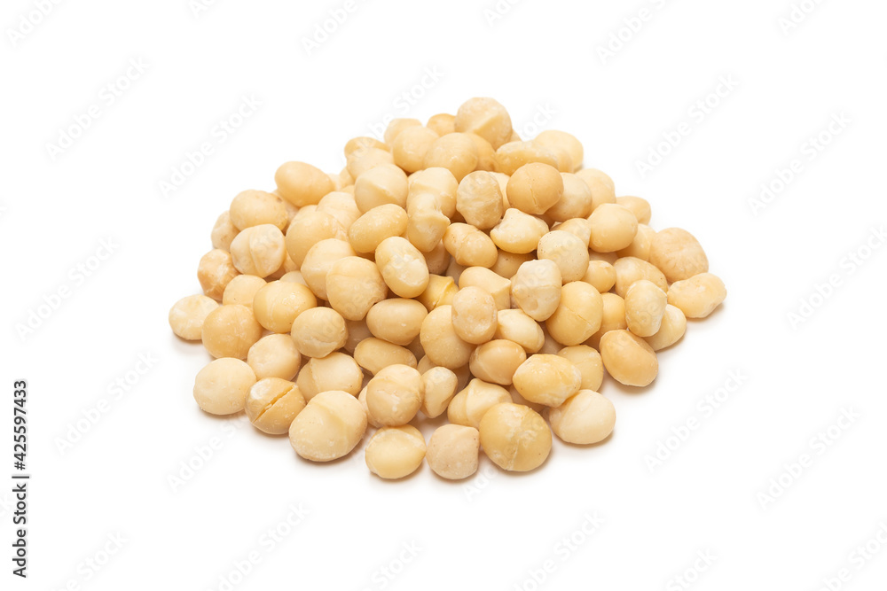 Macadamia nuts isolated on white background. Macadamia nuts isolated on white background.