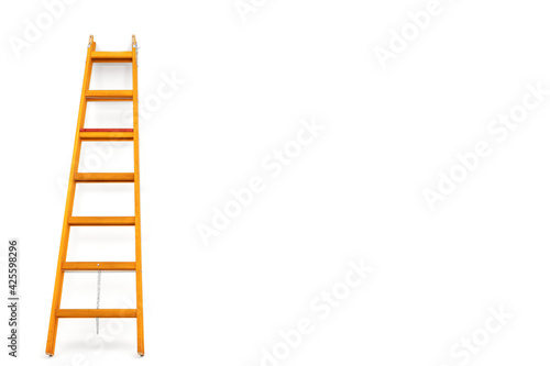 wooden ladder with shadow, concept isolated over white background