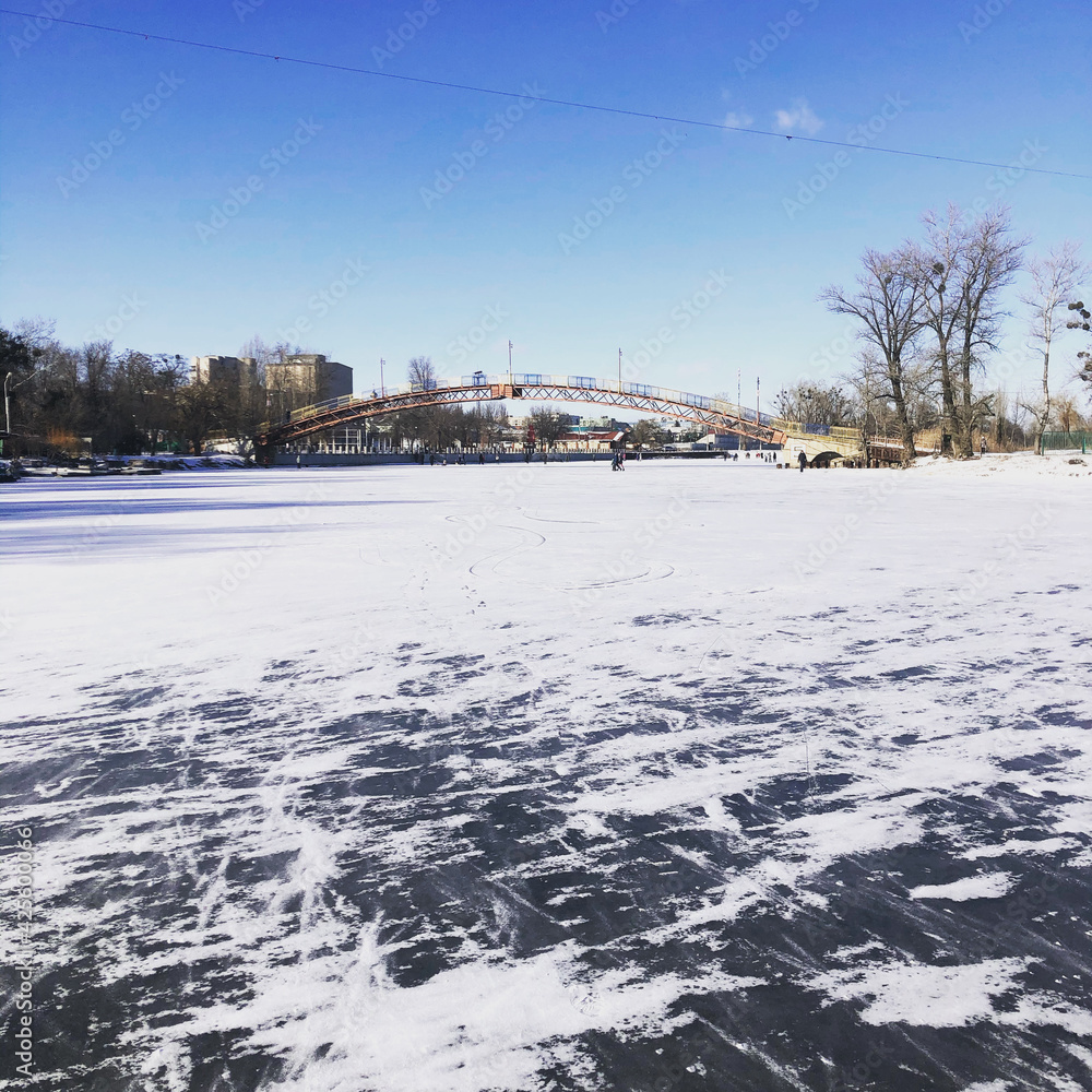 Obraz premium frozen river in winter