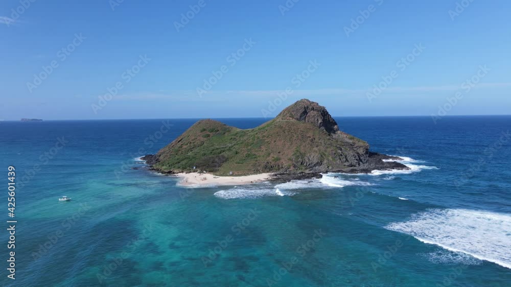 Moku Nui At Mokulua Island In Oahu, Hawaii. - aerial, timelapse Moku Nui At Mokulua Island In Oahu, Hawaii. - aerial, timelapse