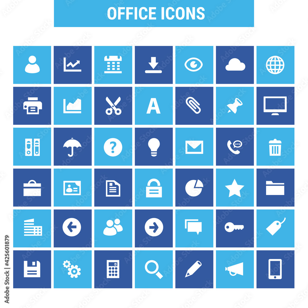 Big Office icon set, trendy flat icons Big Office icon set, trendy flat icons