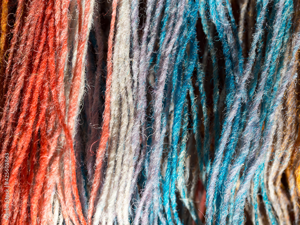 Yarn from natural natural material in various colors Yarn from natural natural material in various colors