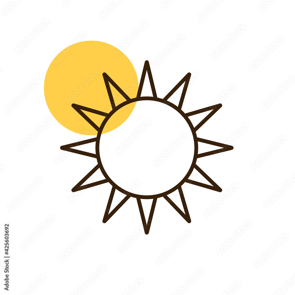 Sun vector isolated flat icon. Weather sign