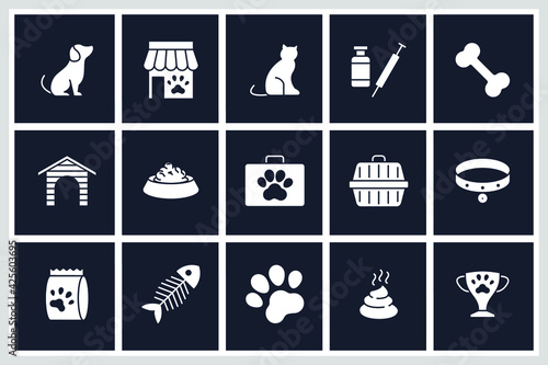 Set of Pet, vet, pet shop icon. pet shop pack symbol template for graphic and web design collection logo vector illustration