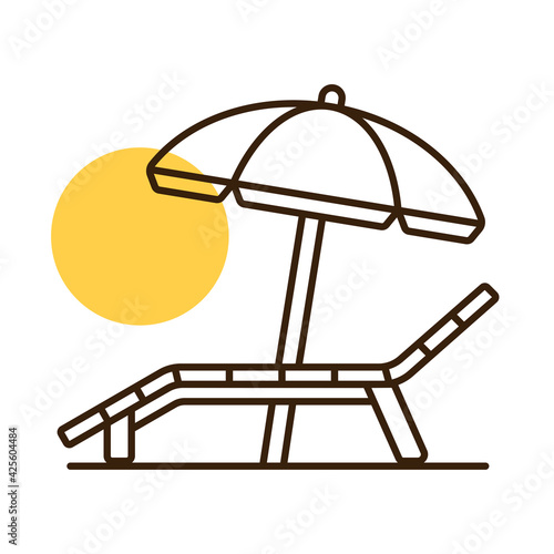 Lounger Beach Sunbed Chair flat vector icon