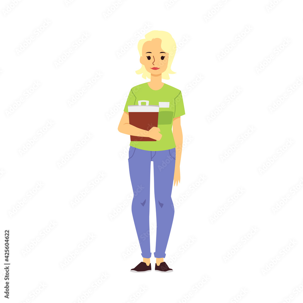 Woman worker, service staff of fast food restaurant with menu for taking orders. Woman worker, service staff of fast food restaurant with menu for taking orders.