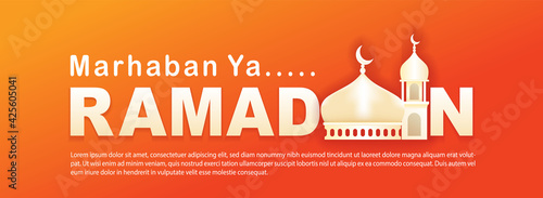 marhaban ya ramadan. greeting for ramadhan coming banner. simple clean vector illustration