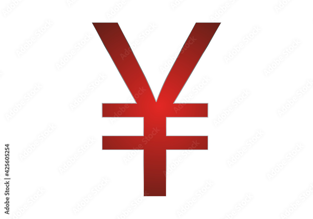Símbolo de yen rojo en fondo blanco. Símbolo de yen rojo en fondo blanco.