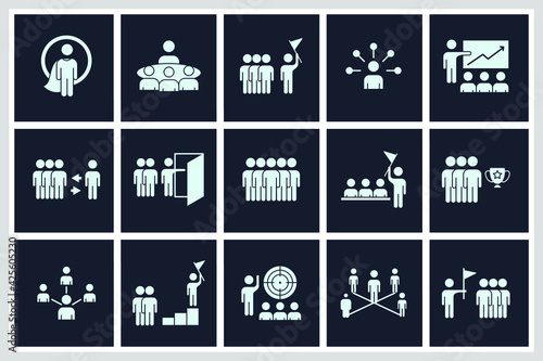Set of leadership icon. Business people, human resources office management pack symbol template for graphic and web design collection logo vector illustration