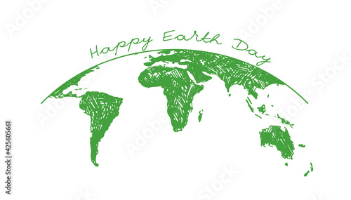 Happy earth day. Hand drawn style, vector illustrations.
