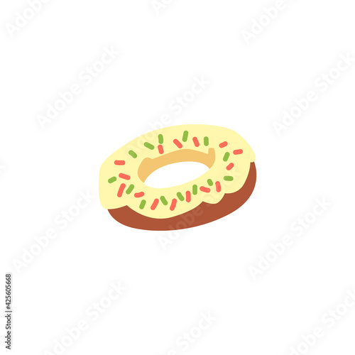 Delicious donut with sweet glaze and sugar sprinkles cooking in bakery or home