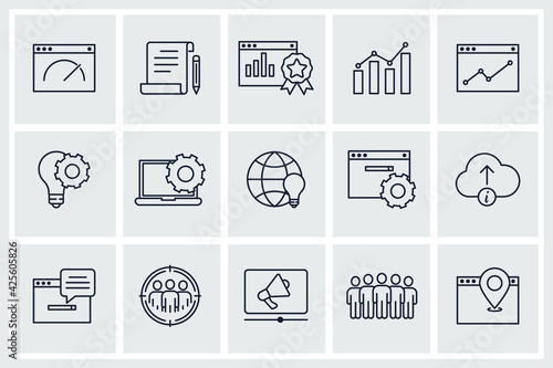Set of SEO icon. Search Engine Optimization pack symbol template for graphic and web design collection logo vector illustration