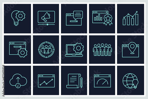 Set of SEO icon. Search Engine Optimization pack symbol template for graphic and web design collection logo vector illustration