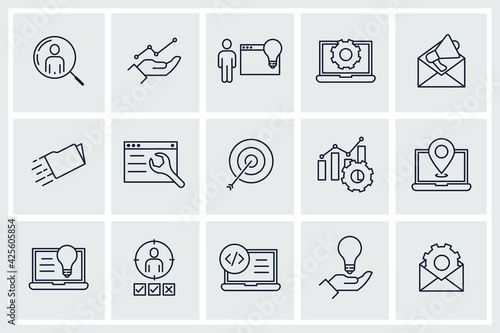 Set of SEO icon. Search Engine Optimization pack symbol template for graphic and web design collection logo vector illustration