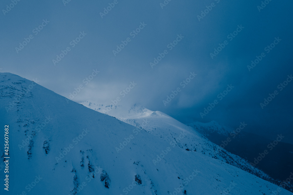 Amazing snow covered mountains, winter
