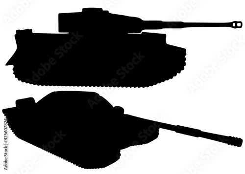 Military tanks in a set. Vector image.