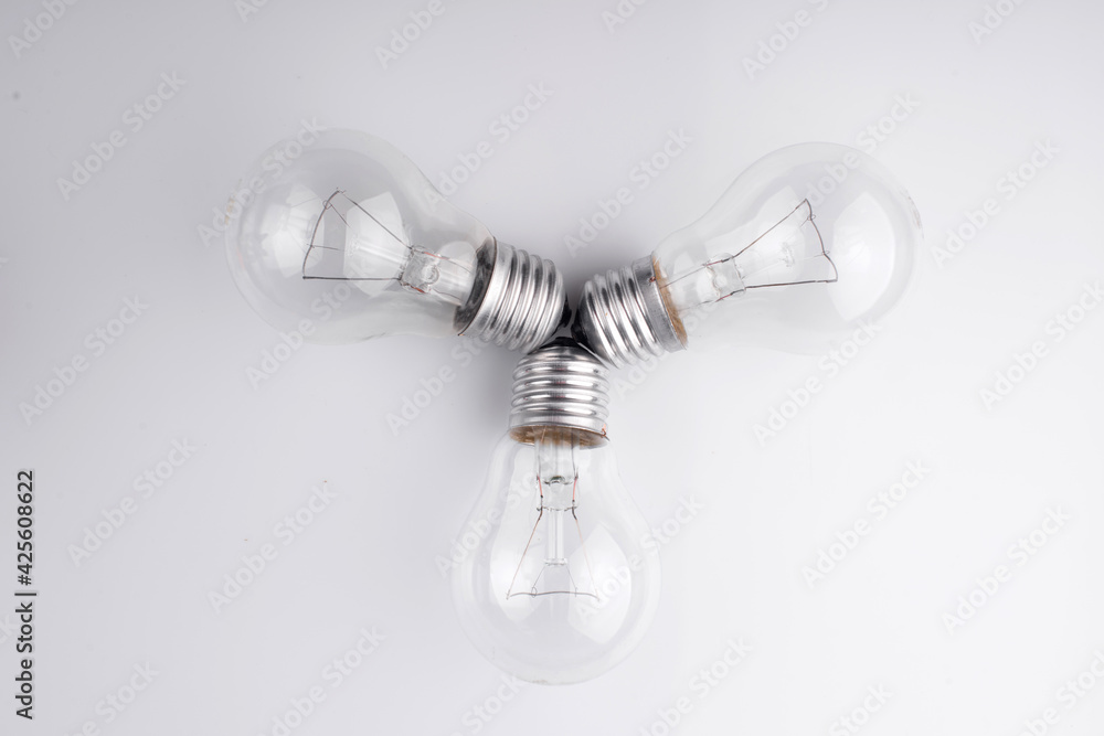 LED lamp with incandescent bulbs on the background. photography led lamp LED lamp with incandescent bulbs on the background. photography led lamp