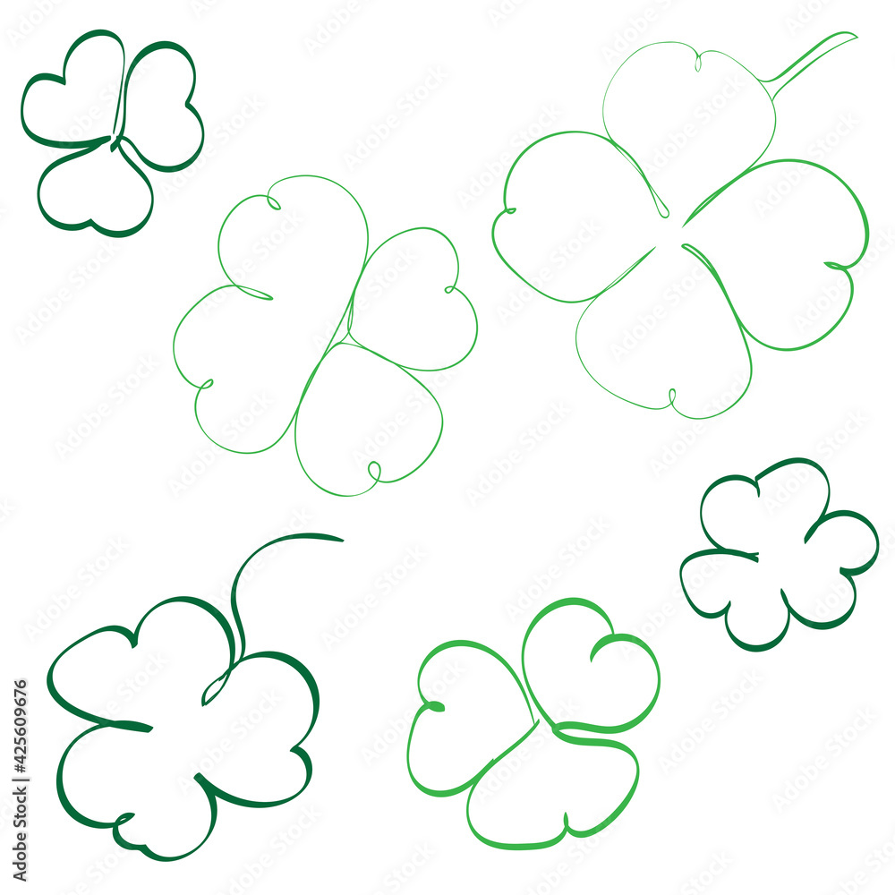 Obraz premium Shamrock leaves line art