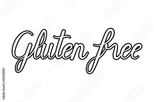 Gluten free calligraphy lettering for food label concept in vector outline