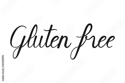 Gluten free calligraphy lettering for food label concept in vector icon