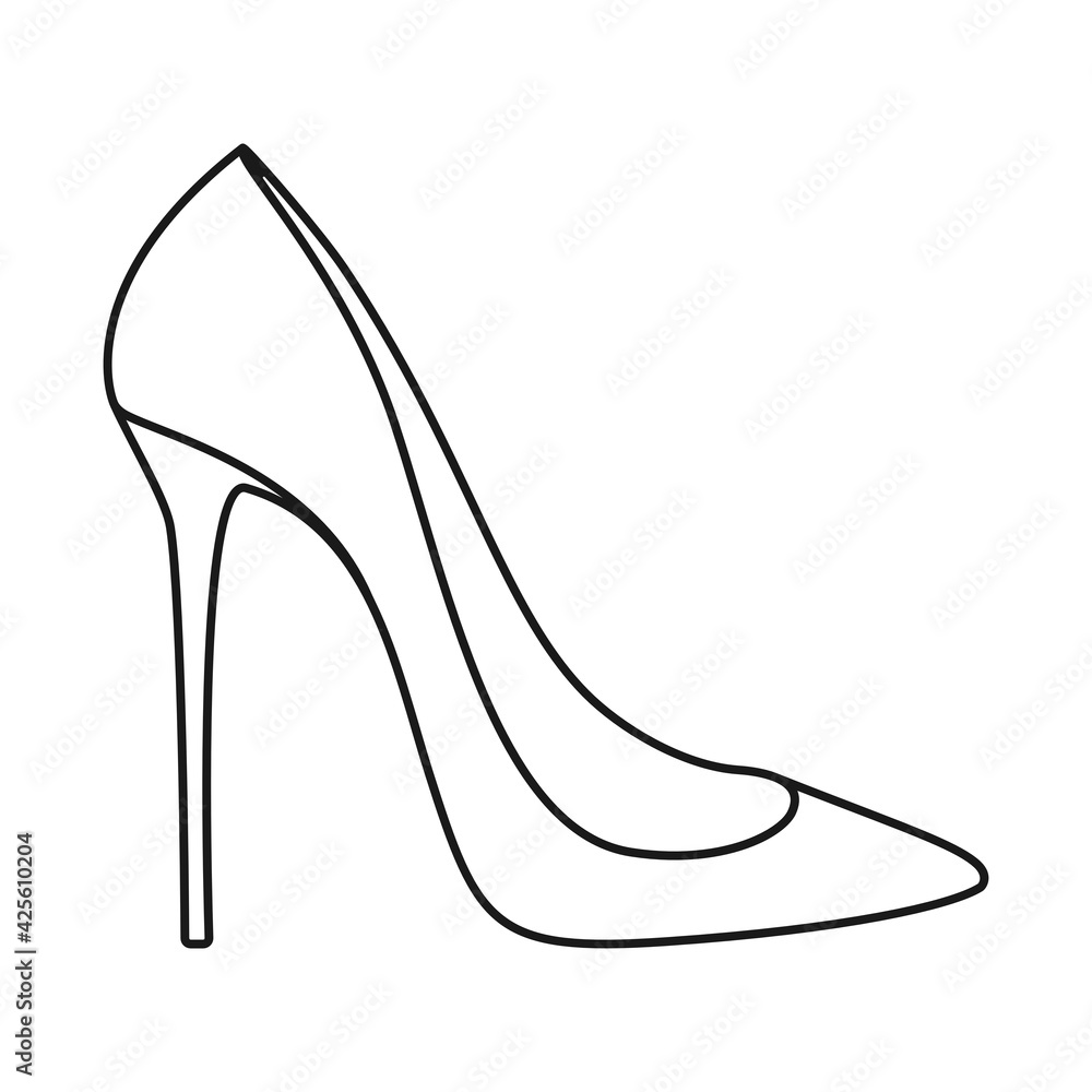 Elegant high heel shoe or stiletto outline vector Elegant high heel shoe or stiletto outline vector