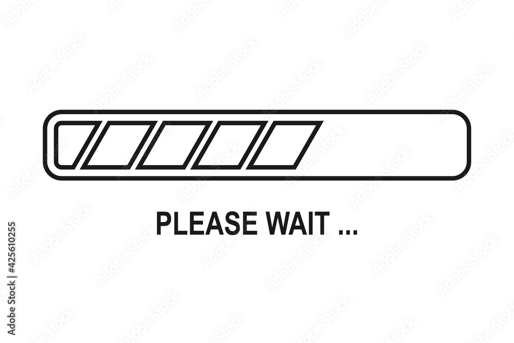 Please wait background with loading bar symbol in vector icon Please wait background with loading bar symbol in vector icon