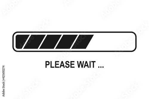 Please wait background with loading bar symbol in vector icon